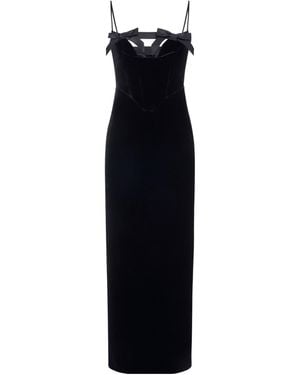 Alessandra Rich Velvet Dress With Bows - Black