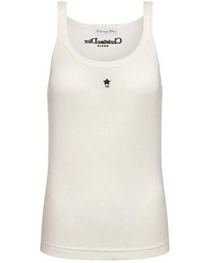 Dior Iviera Cropped Tank Top - White