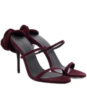 Magda Butrym Floral-Appliqué Suede Mules - Blue
