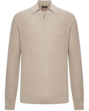 ZEGNA Long Sleeve Polo Jumper - White