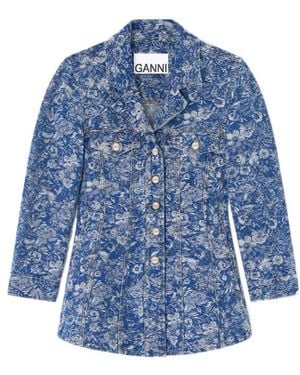 Ganni Tapestry Denim Blazer - Blue