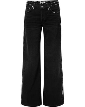 RE/DONE Studded High-Rise Flared Jeans - Black