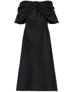 McQueen Draped Midi Dress - Black