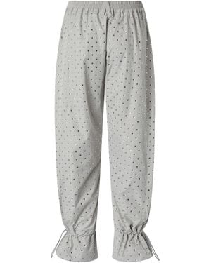 Pinko Rhinestones And Studs Embellished Trousers - Grey
