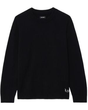 Zadig & Voltaire Logo Embroidered Oversized Knit Jumper - Black