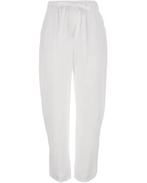 Semicouture Semi Couture Elasticated Waist Linen Trousers - White