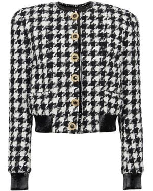 Balmain Houndstooth Tweed Jacket - Black