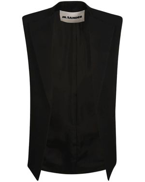 Jil Sander V-Neck Tailored Vest - Black