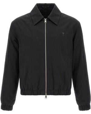 Ami Paris Ami De Coeur Zip-Up Jacket - Black