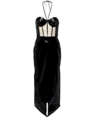 David Koma Corset Patent Leather Midi Dress - Black