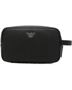 Emporio Armani Logo-Plaque Wash Bag - Black