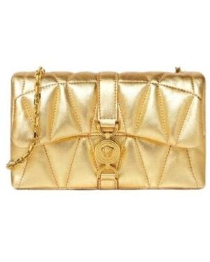 Versace Chain-Linked Quilted Metallic Clutch Bag