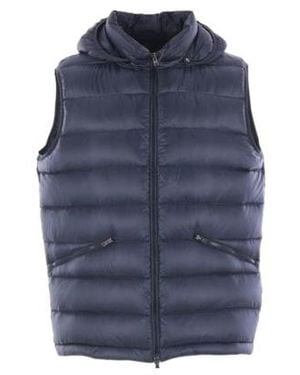 Herno Hooded Zip-Up Down Vest - Blue