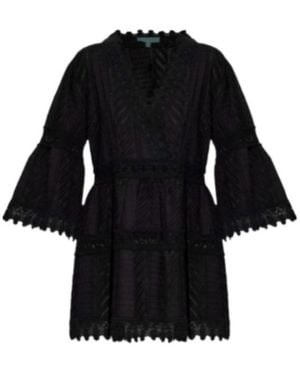 Melissa Odabash Lace V-Neck Mini Dress - Black
