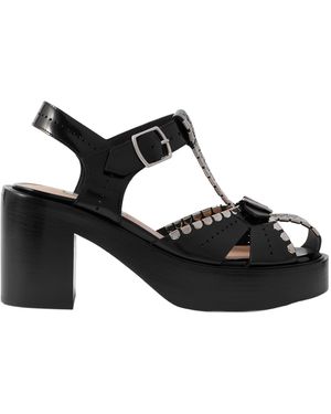 Bally Pasely Perforated Studded Leather Platform Sandals - Black