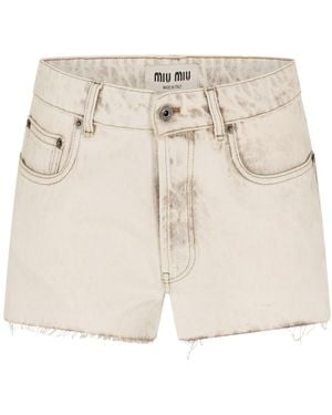 Miu Miu Dnm Shorts Ld62 - Natural
