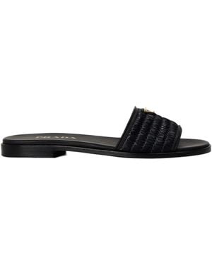Prada Logo Slippers - Black