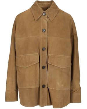 Arma Long-Sleeved Leather Jacket - Brown