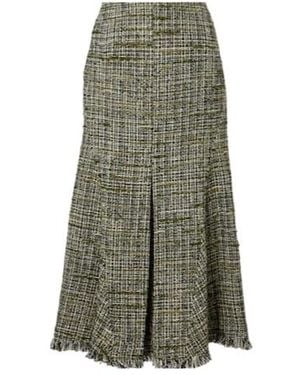 Erdem Tweed Midi Skirt - Green