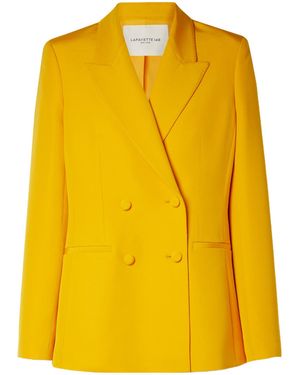 Lafayette 148 New York Double-Breasted Wool And Silk-Blend Blazer - Yellow