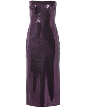 Alex Perry Strapless Sequin Crinkle Midi Dress - Purple