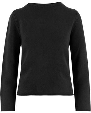 Allude Ribbed Crew Neck Knitted Sweater - Black