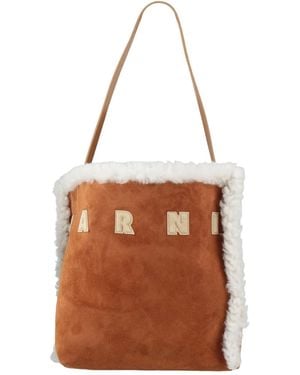 Marni Suede Mediumsize Handbag - Brown