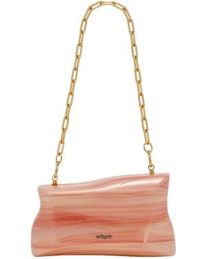 Cult Gaia Malaya Logo Lettering Clutch Bag - Pink