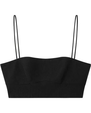 Gabriela Hearst Blazie Cropped Linen Top - Black