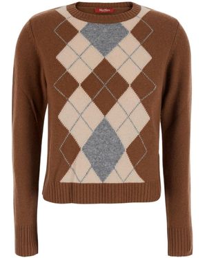 Max Mara Argyle-Pattern Sweater - Brown