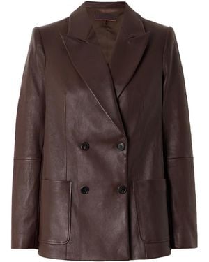 Stouls Jones Double-Breasted Leather Blazer - Brown