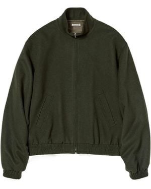 AURALEE Baby Camel Flannel Zip Blouson - Green