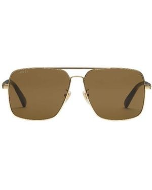 Gucci Navigator Frame Sunglasses - Metallic
