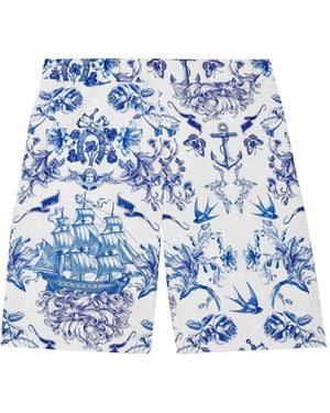 McQueen Graphic Printed Bermuda Shorts - Blue