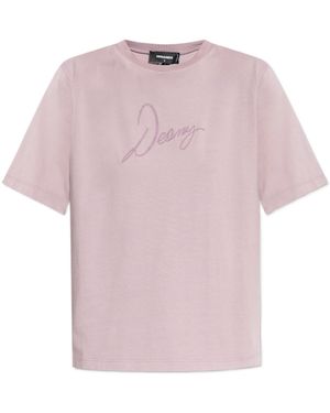 DSquared² Logo Printed Short Sleeved T-Shirt - Pink