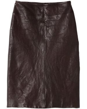 Miu Miu Leather Skirt - Brown