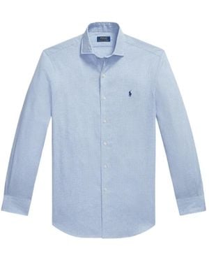 Polo Ralph Lauren Logo Embroidered Curved Hem Shirt - Blue