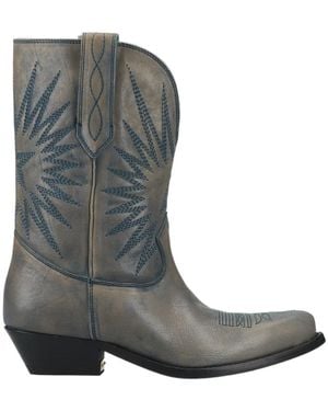 Golden Goose Star-Embroidered Leather Boots - Gray