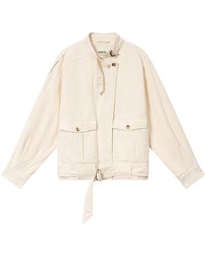 Isabel Marant Belted Stand-Collar Coat - Natural