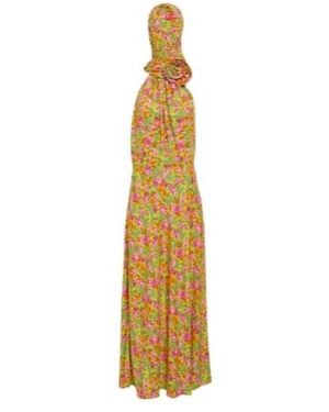 Magda Butrym Floral-Appliqué Hooded Maxi Dress - Metallic