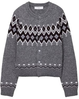 DUNST Long-Sleeved Crew-Neck Knit Top - Grey
