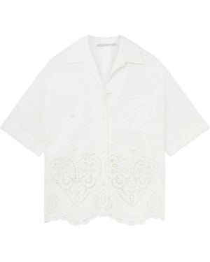 Stella McCartney Lace Embroidered Short-Sleeved Shirt - White