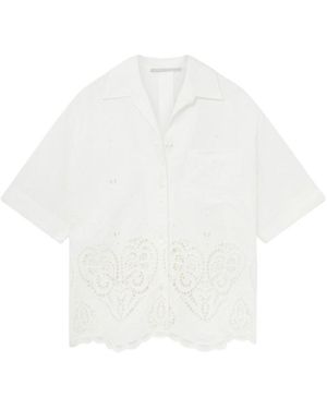 Stella McCartney Lace Embroidered Short-Sleeved Shirt - White