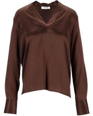 Al Duca d'Aosta Long-Sleeve V-Neck Top - Brown