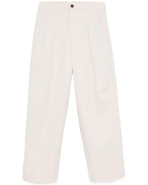 Closed Pleated Wide-Leg Pants - White
