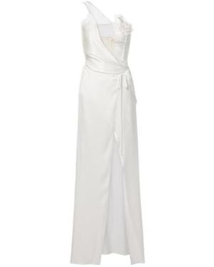 David Koma Floral-Appliqué Gown - White