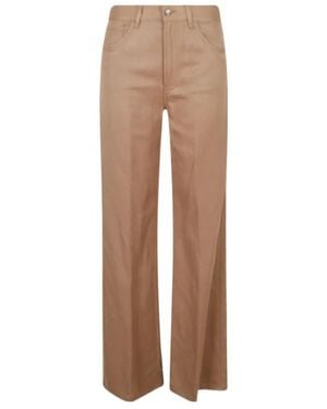 Dondup Logo-Plaque Wide-Leg Jeans - Natural