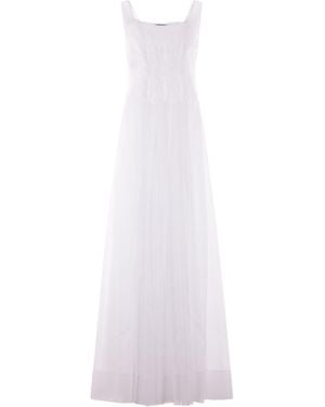 Alberta Ferretti Draped-Detail Cotton Dress - White