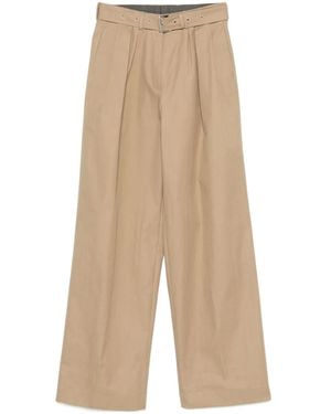 Dries Van Noten Belted Wide-Leg Trousers - Natural