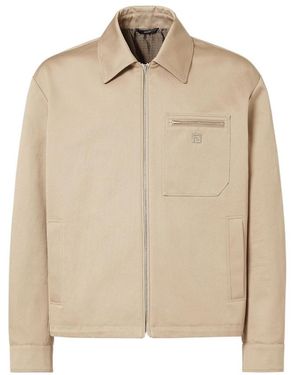 Fendi Ff Logo Plaque Zip-Up Blouson - Natural